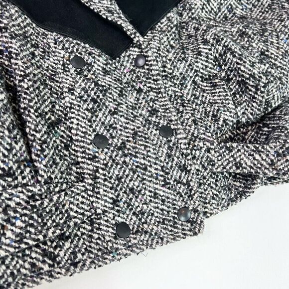 Havoc Jacket Womens Medium White Black Genuine Leather Long Sleeve Cropped Coat - Picture 11 of 12